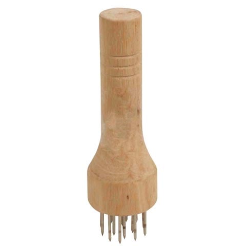 ROUND ROAST PORK SPIKE/DOCKET with WOODEN HANDLE