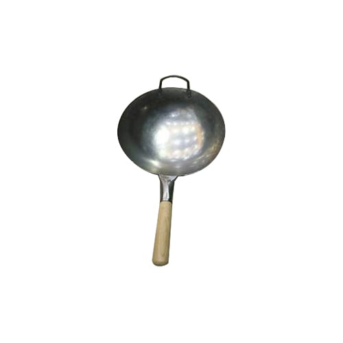 One Handle Iron Wok With Wooden Handle 13"