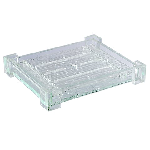 Acrylic Rectangle Sashimi Plate With Drainer L23.5xW19.5xH4cm, Tinted Green