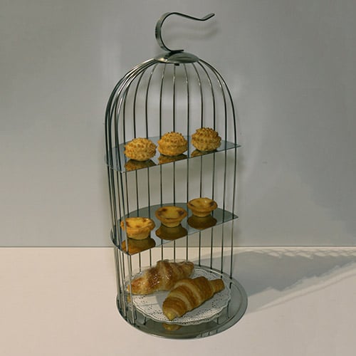 S/S ROUND 3 TIER BIRD CAGE DESSERT FRAME Ø25xH50cm, SILVER