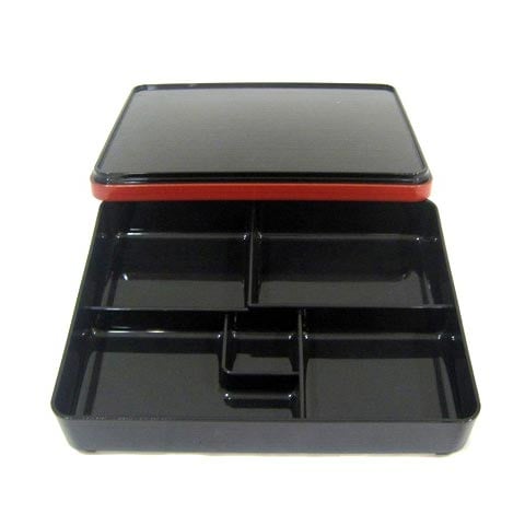 Lacquer Bento Box With Lid, Black, 28.5x22.2x6.2cm