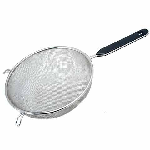 STAINLESS STEEL BOWL STRAINER with BLACK HANDLE