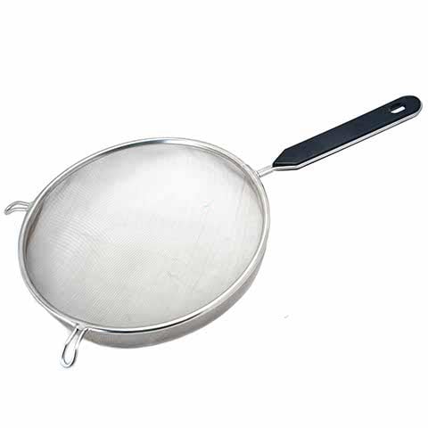Stainless Steel Fine Mesh Bowl Strainer 8" Black Handle