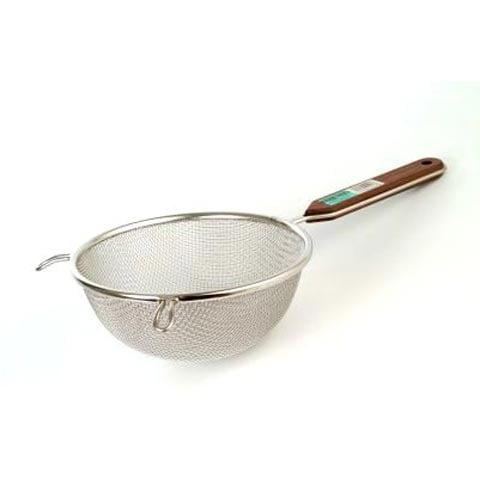Stainless Steel Double Mesh Bowl Strainer 20cm With Rosewood Handle