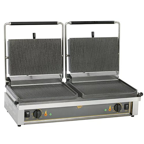 DOUBLE CERAMIC GLASS GRILL WITH GROOVED TOP & BOTTOM PLATES