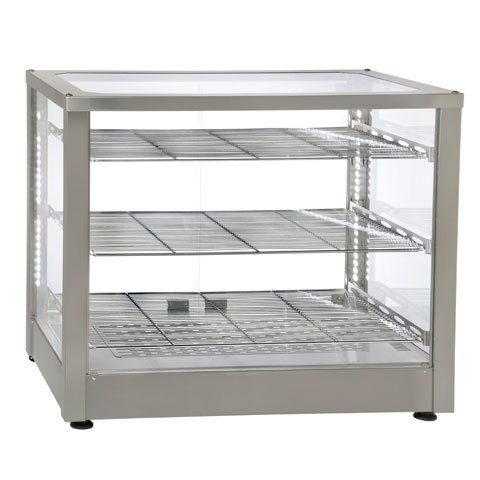 S/S VENTILATED WARMING DISPLAY WITH LED LIGHT, 5 LEVELS w/3 GRIDS, 400x600 TRAYS GN1/1, 230V/1.8Kw, L78xW49xH64cm, 35kg, ROLLER GRILL  ==1 YEAR WARRANTY==