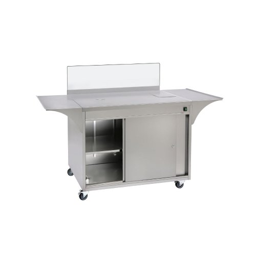 S/S WHEELED CART WITH INTEGRAL FRIDGE L100xW60xH82.5cm, 220-240V, ROLLER GRILL