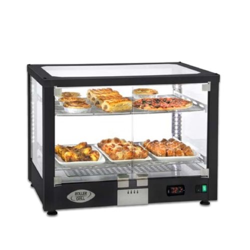 S/S VENTILATED SELF-SERVICE WARMING DISPLAY WITH LED LIGHT, 2 GRIDS & 2 LEVELS, L78xW49xH48cm, 30kg, 400x600 GN1/1 TRAY, 230V/1.2kW, ROLLER GRILL  ==1 YEAR WARRANTY==