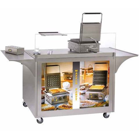 =FHA= Roller Grill Waffle Wheeled Cart L100xW60xH82.5cm, 230V/40W