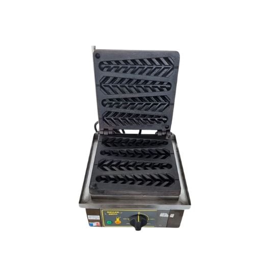 • Refurbished • Roller Grill Single Waffle W/Timer , Iron, 4 Waffles Corn Shape, 1.6Kw