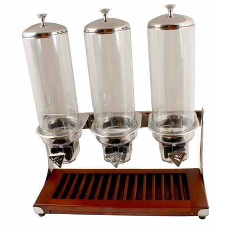 TRIPLE CEREAL DISPENSER w/WDN BASE, 3x4ltr, L58.5xW27.5xH65cm, SAVAII, SUNNEX