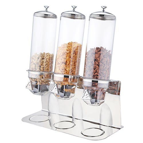 Triple Cereal Dispenser with Stainless Steel Base, 3X4Ltr, L54xW24xH60cm, Sunnex