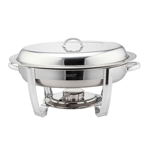 Stainless Steel Oval Chafing Dish 51cm/5.5Ltr, D7,with Platinum Plated Stand & Hdle, Sunnex