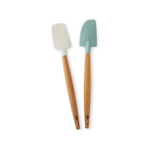 Nordicware Silicone Small Spatula Set with Wood Handle L9xW1.5", 2 Pieces Stainless Steelet