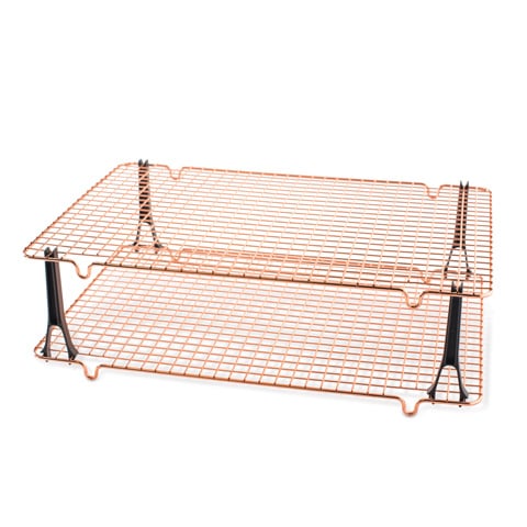 Nordicware Copper Plated Steel Wire Stackable Cooling Rack L16.7xW11.5xH0.75", 2 Grids With 4 Legs,