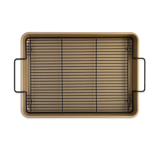Nordic Ware Aluminium Nonstick Oven Baking Tray With Steel Rack L17.9xW12.9xH2"