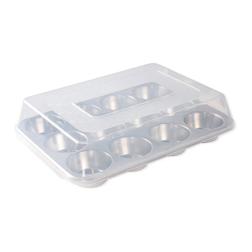 Nordic Ware Aluminiumiunium Muffin Pan With High Domed Plastic Lid With 12 Cavity Ø2.5"