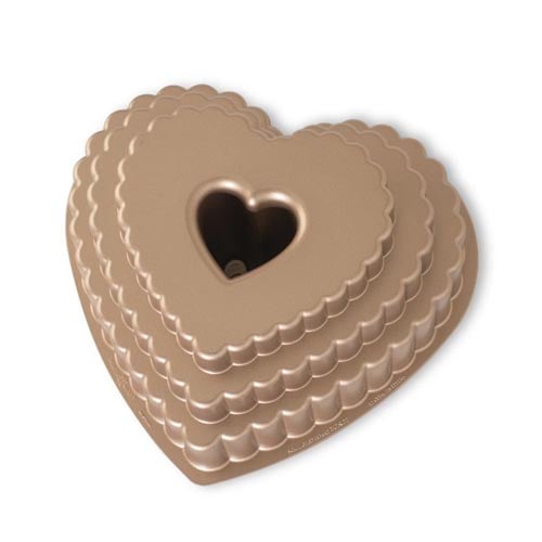 Nordic Ware Cast Aluminium Tiered Heart Bundt Pan