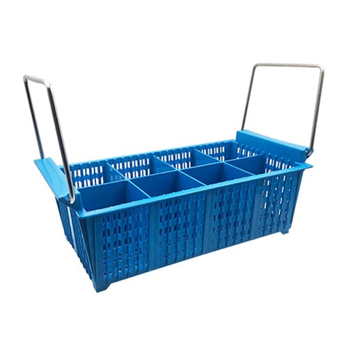 ACCS, PP CUTLERY BASKET 8-COMPT. WITH HANDLE L42.7xW20.8xH15.1cm, BLUE, JIWINS