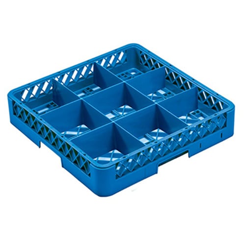 PP GLASS RACK FULL SIZE BASE 9-COMPT. L50xW50XH10cm, BLUE, JIWINS