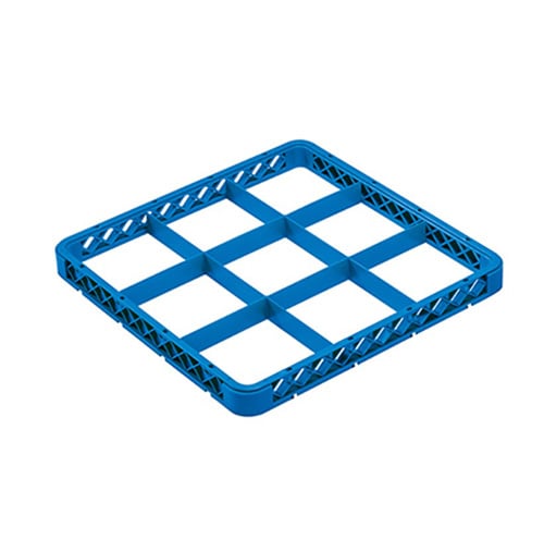 PP GLASS RACK HALF SIZE DROP EXTENDER 9-COMPT. L50xW50XH4.5cm, BLUE, JIWINS