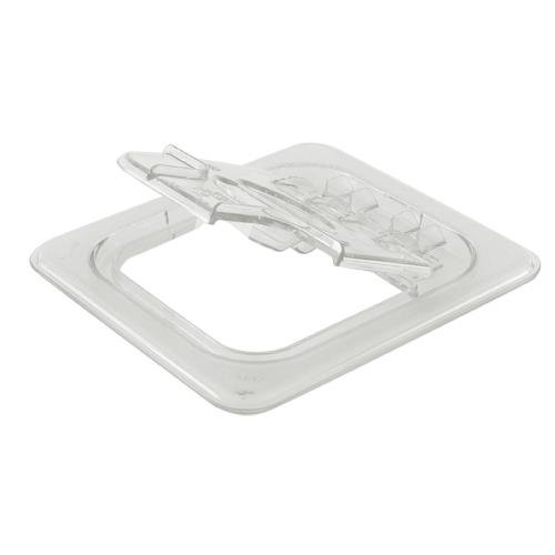 PC NOTCHED COVER for FOOD PAN 1/6 SIZE, w/HDLE, CLEAR, JIWINS