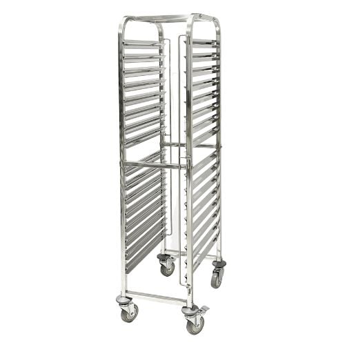 Jiwins Stainless Steel Single Column Trolley For GN 1/1 Inserts With Reinforcement Bar W38xD55xH170cm, 4 Swivel Castors With 2 Brakes, Max Load: 15Kg/Shelf Or 200Kgs/Trolley