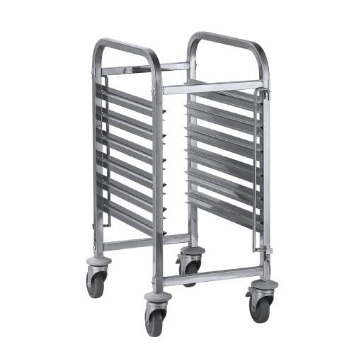 Jiwins Stainless Steel Single Column Trolley For GN 1/1 Inserts W38xD55xH95cm, 4 Swivel Castors With 2 Brakes, Max Load: 15Kgs/Shelf Or 200Kgs/Trolley