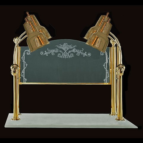 CHEF'S CARVER w/FOUR LAMPS ON WHITE BASE 20"x36", BRASS FINISH, 220/50/1, HANSON BRASS •NO WARRANTY•
