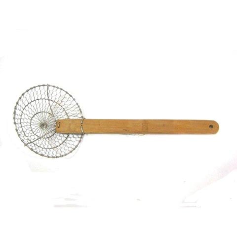 STAINLESS STEEL CHINESE STRAINER  WITH COARSE WIRE NET & BAMBOO HANDLE