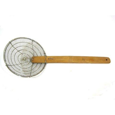 STAINLESS STEEL CHINESE STRAINER WITH BAMBOO HANDLE