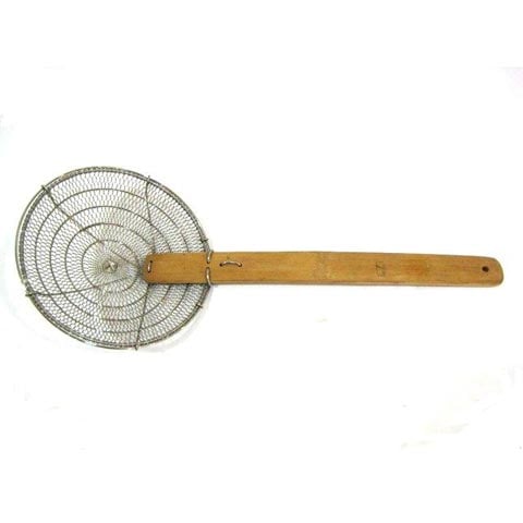 STAINLESS STEEL CHINESE STRAINER WITH BAMBOO HANDLE