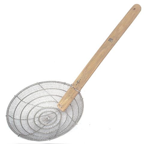 STAINLESS STEEL CHINESE STRAINER WITH BAMBOO HANDLE