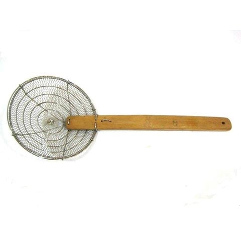 STAINLESS STEEL CHINESE STRAINER WITH BAMBOO HANDLE