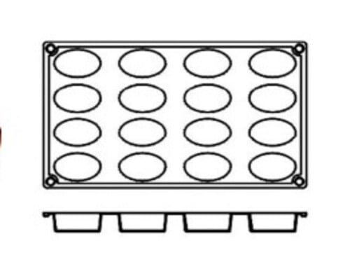 SILICONE MODULAR MOULD for 16 MINI OVALS