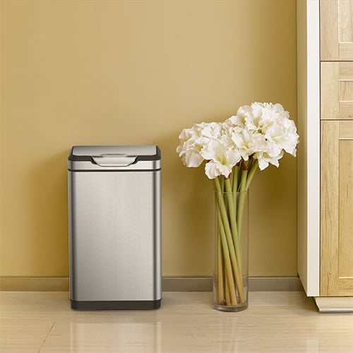S/S TOUCH BIN WITH SOFT OPENING LID L37.7xW27.4xH64.2cm, 30L, BRUSHED FINISHING, TOUCHPRO, EKO