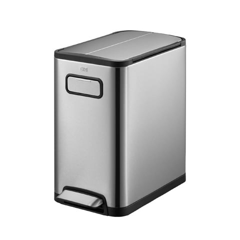 S/S STEP BIN WITH SOFT CLOSING LID L22.2xW41.7xH36.5cm, 12L, BRUSHED FINISHING, ECOFLY, EKO