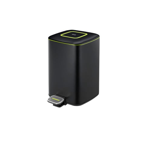 S/S SQUARE STEP BIN WITH SOFT CLOSING LID L24xW32.8xH31.4cm, 9L, BLACK, REGENT, EKO