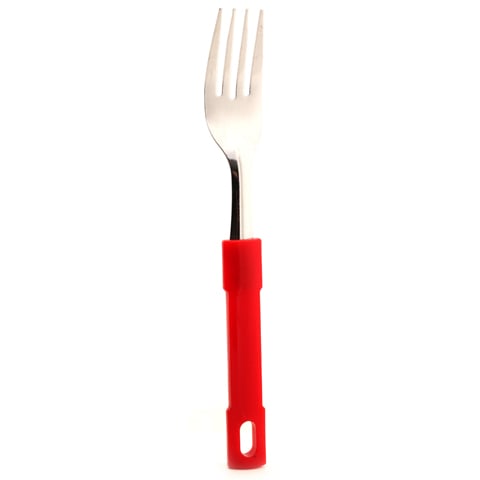 S/S DESSERT FORK PLC HDLE L19.2cm, RED