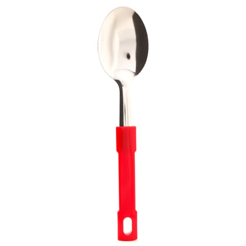 S/S DESSERT SPOON PLC HDLE L19.5cm, RED