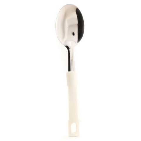 S/S DESSERT SPOON PLC HDLE L19.5cm, WHITE