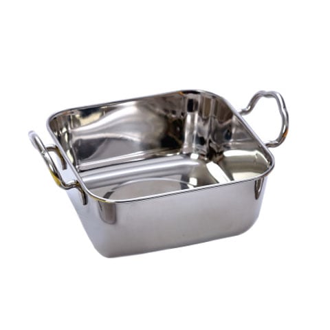 Stainless Steel Mini Sq Kadai Without  Grill  L11xW11xH4cm, Mirror Finish