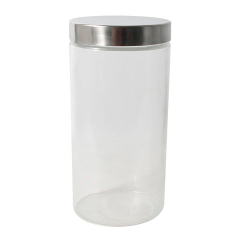 GLASS STORAGE JAR with METALLIC SCREW CAP