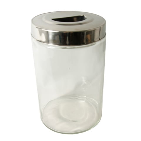 GLASS STORAGE JAR with METALLIC CAP