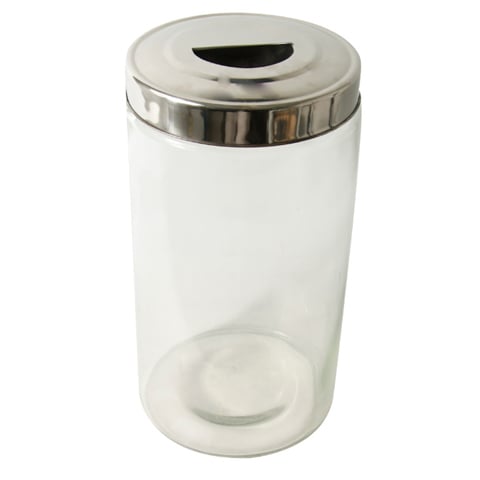 GLASS STORAGE JAR with METALLIC CAP