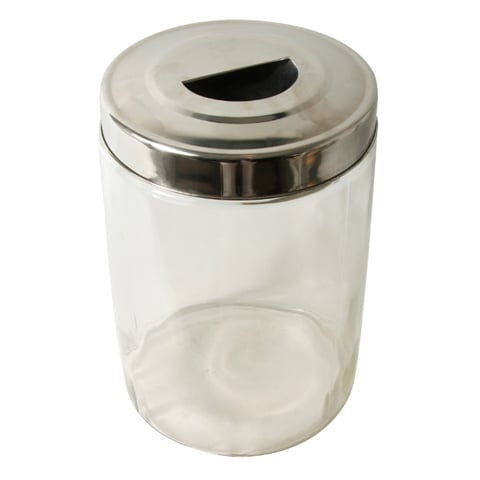 GLASS STORAGE JAR with METALLIC CAP