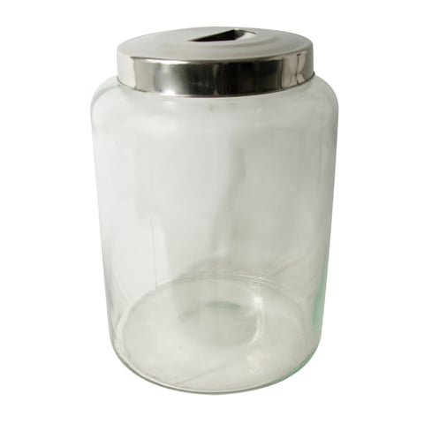 GLASS STORAGE JAR with METALLIC CAP