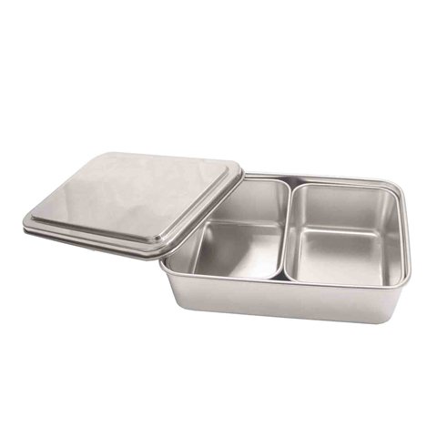 STAINLESS STEEL 2-COMPT CONDIMENT BOX  with LID