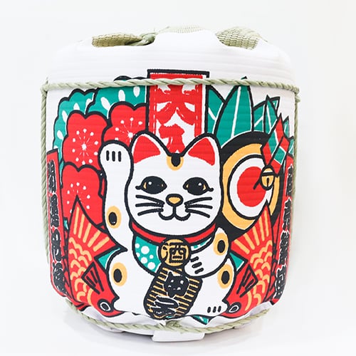 SAKE BARREL DISPLAY Ø27xH27cm, FORTUNE CAT