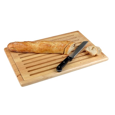 WOODEN BREAD BOARD WITH REMOVABLE CRUMB SHELF & ANTI-SLIP FEET